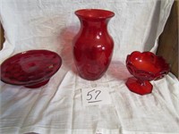 VASE, RUBY COIN GLASS CANDY DISH, SMALL
