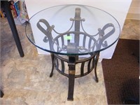 ROUND TOP METAL & GLASS TOP TABLE