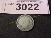 1898 Barber silver quarter