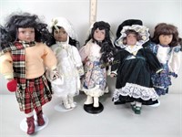5 African American porcelain dolls great