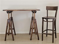 Vintage Adjustable Drafting Table & Chair