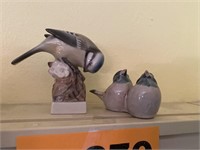 2 DENMARK PORCELAIN COPENHAGEN BIRD FIGURES