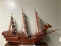 Wooden ship. 54” long. 36” high.