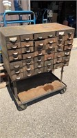 Metal cabinet with drawers on castors