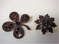 Garnet Brooches for Repair 10K and Sterling