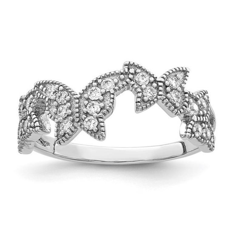 Sterling Silver Rhodium-plated Butterfly Ring