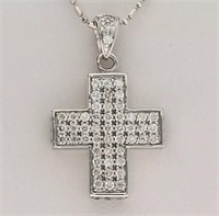 .80 Ct Diamond Cross Pendant Necklace 14 Kt