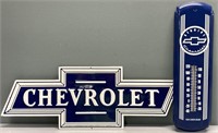 Chevrolet Advertising Metal Sign & Thermometer