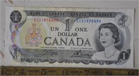 1973 Canada 1 dollar bank note