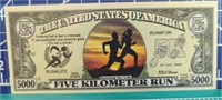 5 km run. Banknote