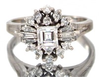 Platinum Natural Asscher Cut VS Diamond Ring