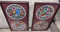 2 Framed Rooster Artworks