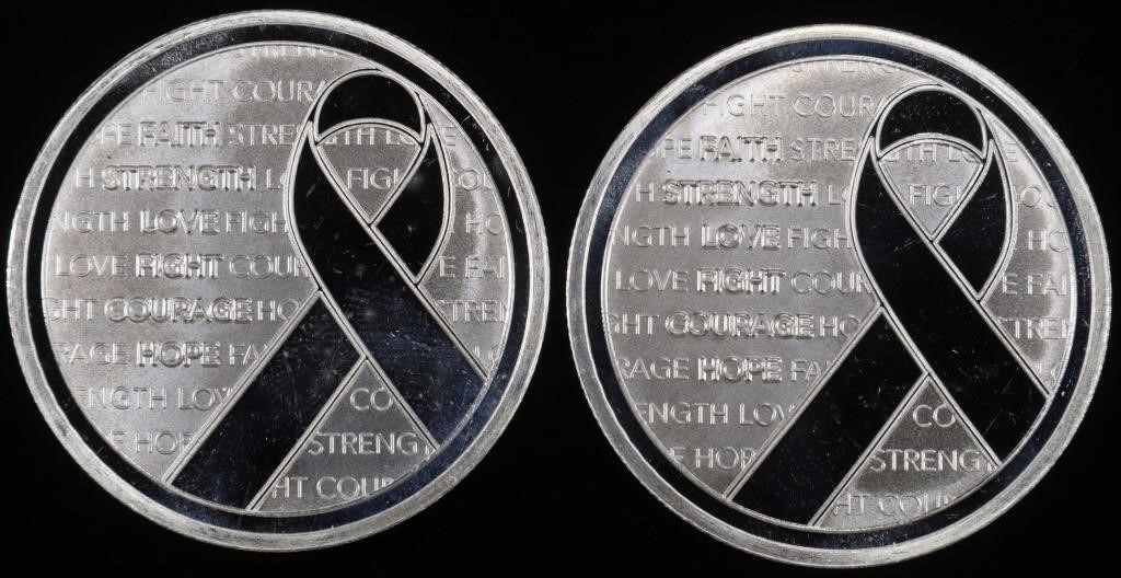 (2) 1 OZ .999 SILVER AWARENESS RIBBON ROUNDS