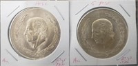 2-- 5 Peso Mexico Silver Coins