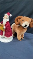 10” Santa with stuffed ram