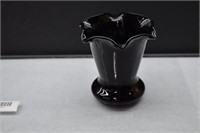 Black Amethyst Crimped Oblong Art Deco Vase