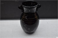 L.E Smith Amorpha Black Amethyst w. Silver Vase