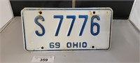 1969 Ohio License Plate