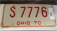 1970 Ohio License Plate