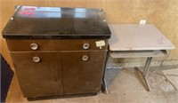 School Desk, Metal Cabinet