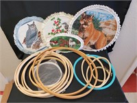 Mixed Lot of 17 Embroidery Rings Wood & Plastic