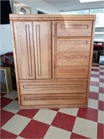 Oak Veneer 6 Drawer Dresser-Armoir