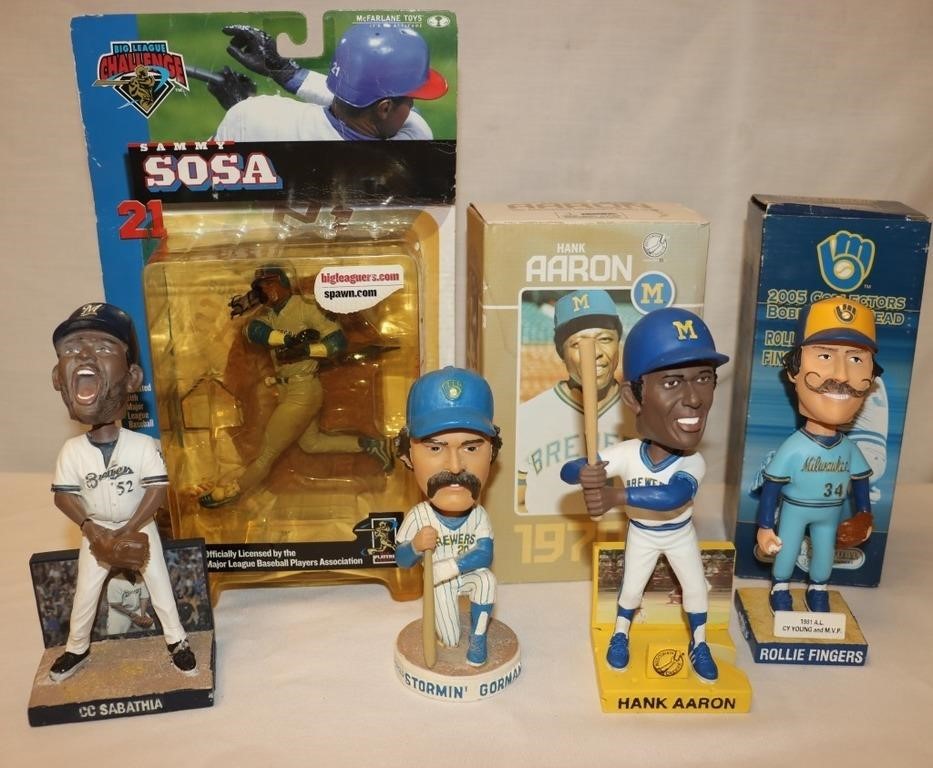 Baseball Bobble Heads: Hank Aaron, Rollie Fingers,