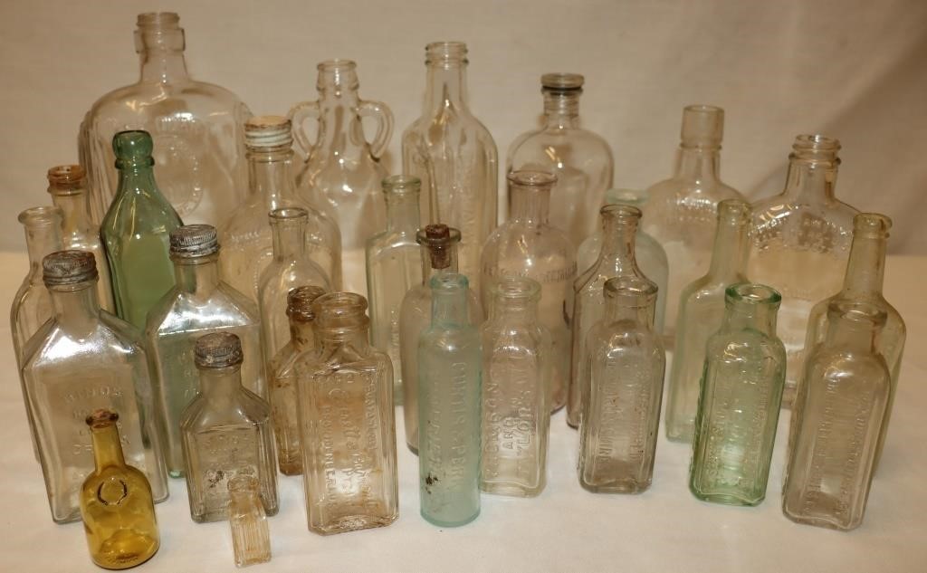 29 Small Glass Bottles: Peacock Chemical, Winona