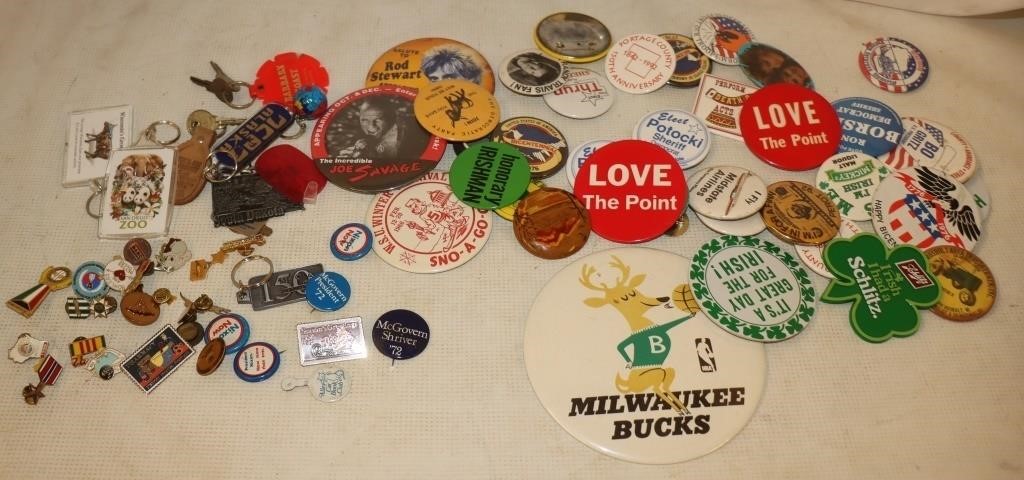 Pins, Buttons, Key Chains: