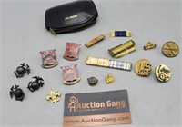 Military Pins & Leather Pouch