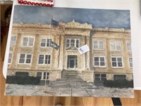 3 watercolor prints of Lauderdale County Court