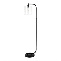 Cline 62.5 in. 1-Light Black Floor Lamp with Clear