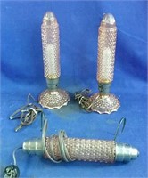 Vintage table lamps 13" & hanging light 12",