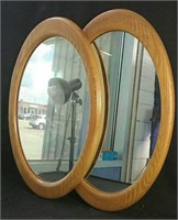 Two wooden oval mirrors 16 x 24 H