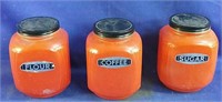 Vintage glass cannisters  5" x 5" x 7"