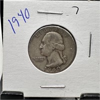 1940 WASHINGTON SILVER QUARTER