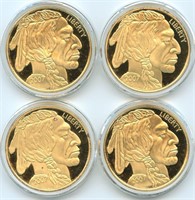 4 Replica Gold Buffalo Coins - All 2007