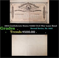 1864 Confederate States $1000 Civil War Loan Bond