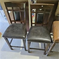 Wood and Faux Leather Chairs