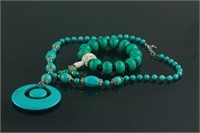 2 Pc Chinese Turquoise-like Bracelet & Necklace