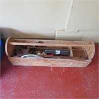 Vintage Wooden Tool Box with Tools