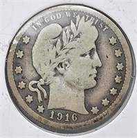 1916  Barber Quarter  90% Silver