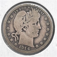 1914-D  Barber Quarter  90% Silver
