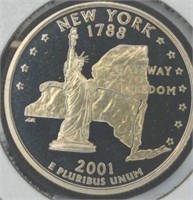 Proof 2001s New York quarter