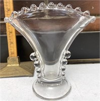 Candlewick glass fan vase