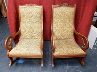 Two Vintage Statesville Hardwood Rocking Chairs