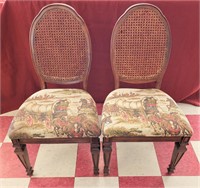 Two Classic Bernhardt Cane Back Upholstered Chairs