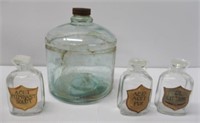 Apothecary jars and glass torch.