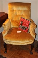Vintage Velvet Queen Anne Chair