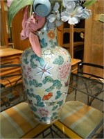 Beautiful Asian Style Vase w/ Faux Flowers